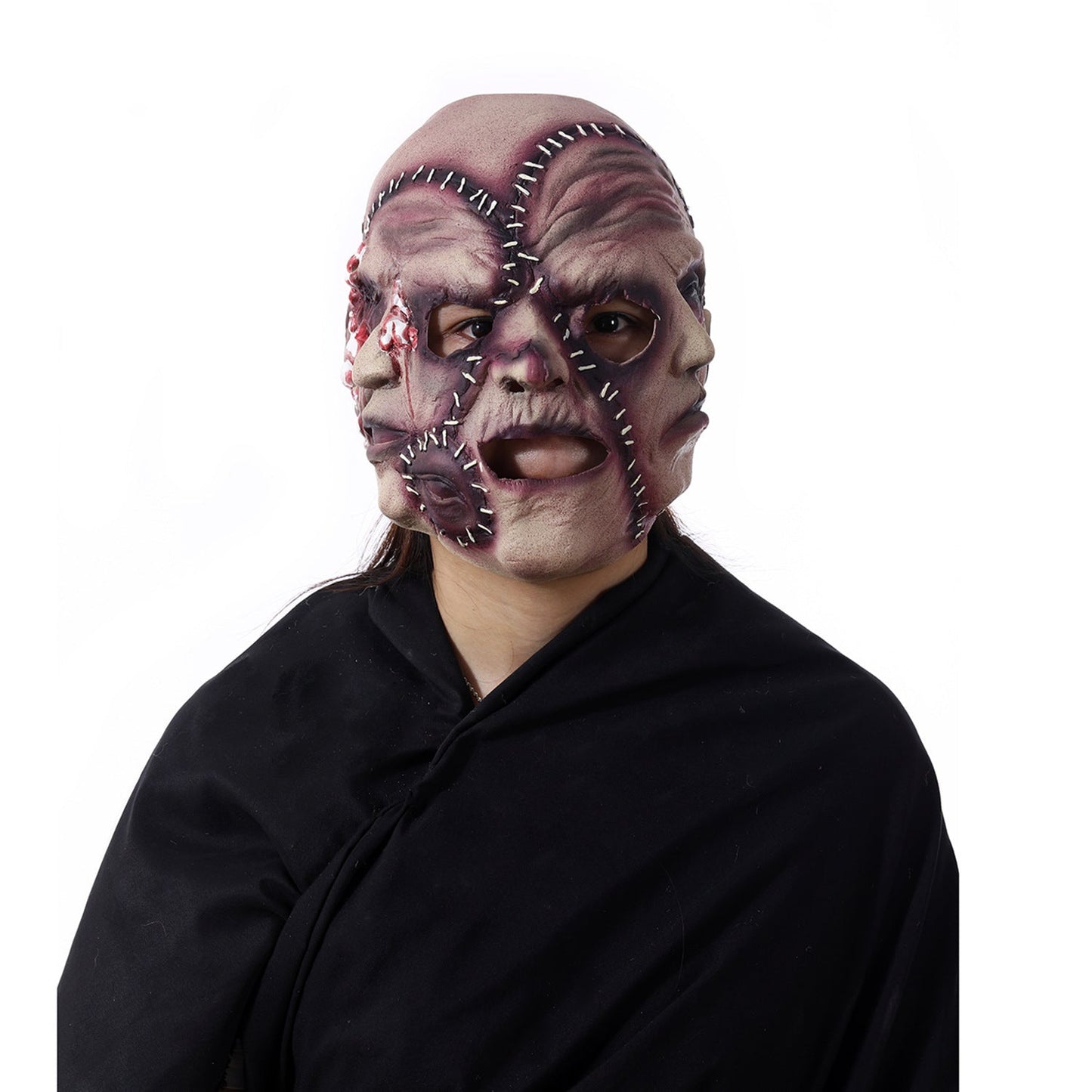 Halloween three-sided face mask for adults – creepy latex horror mask for costume & party