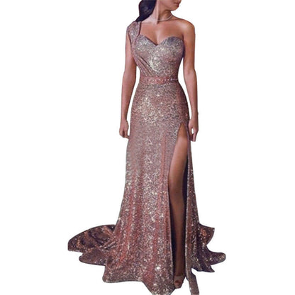 Melissa – Einseitiges ärmelloses Bronzing-Spitzenkleid