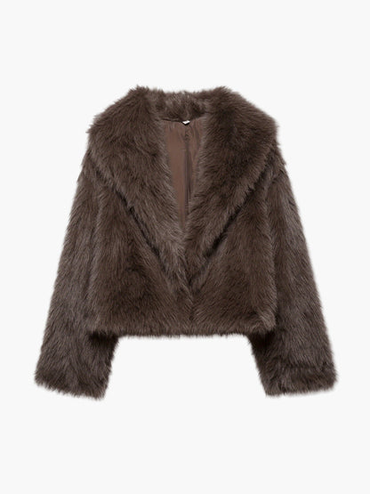 Damen Kurzjacke Kunstfell Elegant Winterjacke für Freizeit & Ausgehen