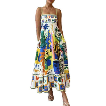 Zoe – Ärmelloses Hochtailliertes Druckkleid
