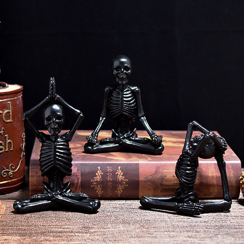 Halloween decorative figure yoga skeleton – funny skeleton figures for Halloween parties & spooky decorations