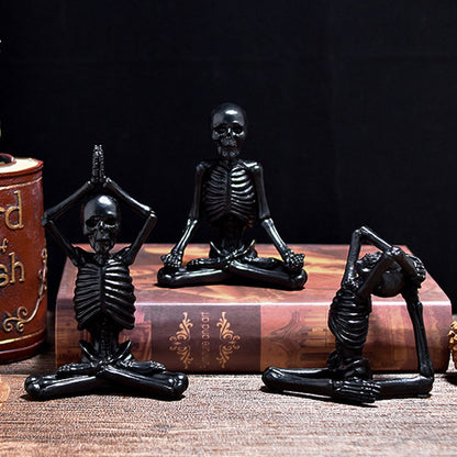 Halloween decorative figure yoga skeleton – funny skeleton figures for Halloween parties & spooky decorations