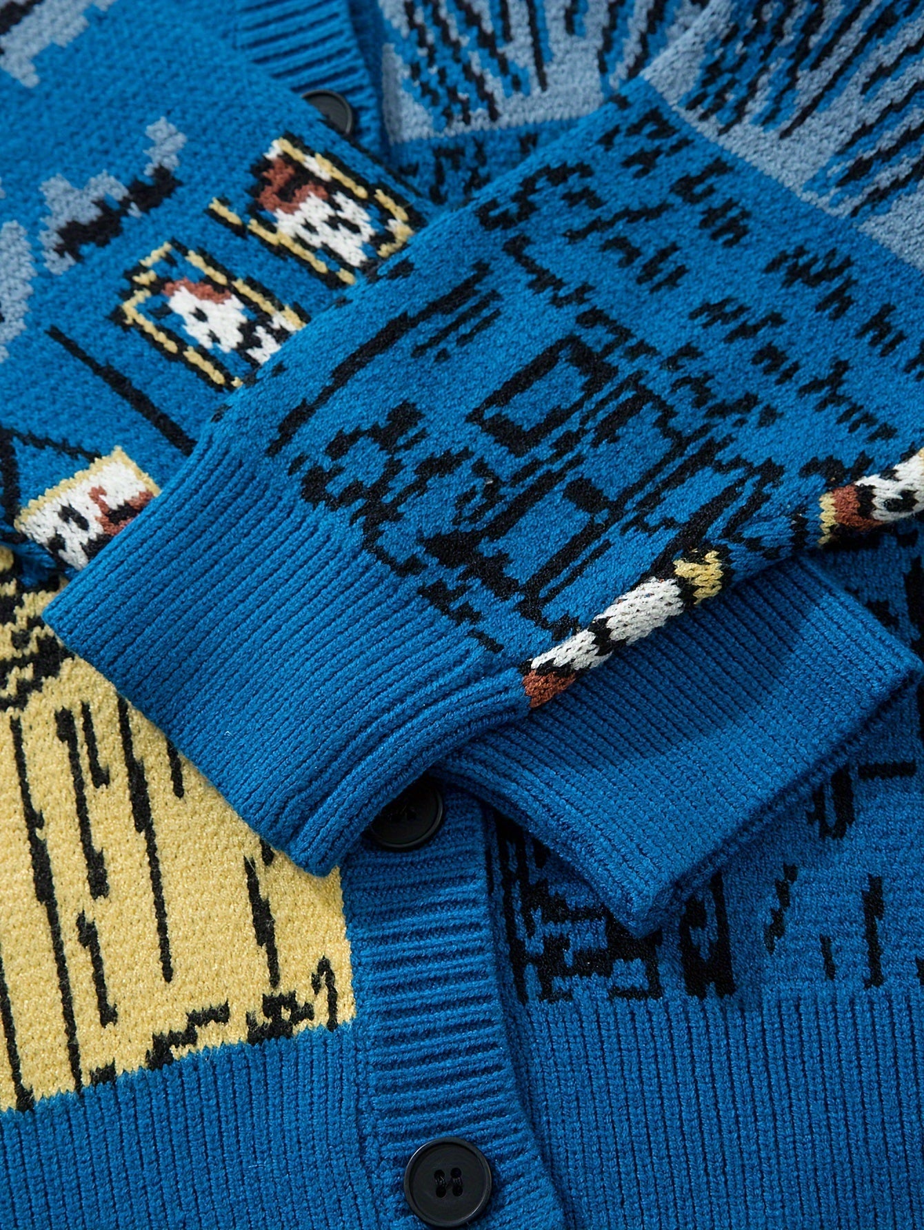 Men's knitted cardigan in art style with Van Gogh motif – Casual cardigan for autumn and winter