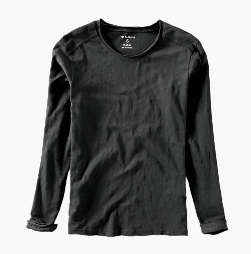 Men's long-sleeve shirt vintage fit V-neck smart-casual style