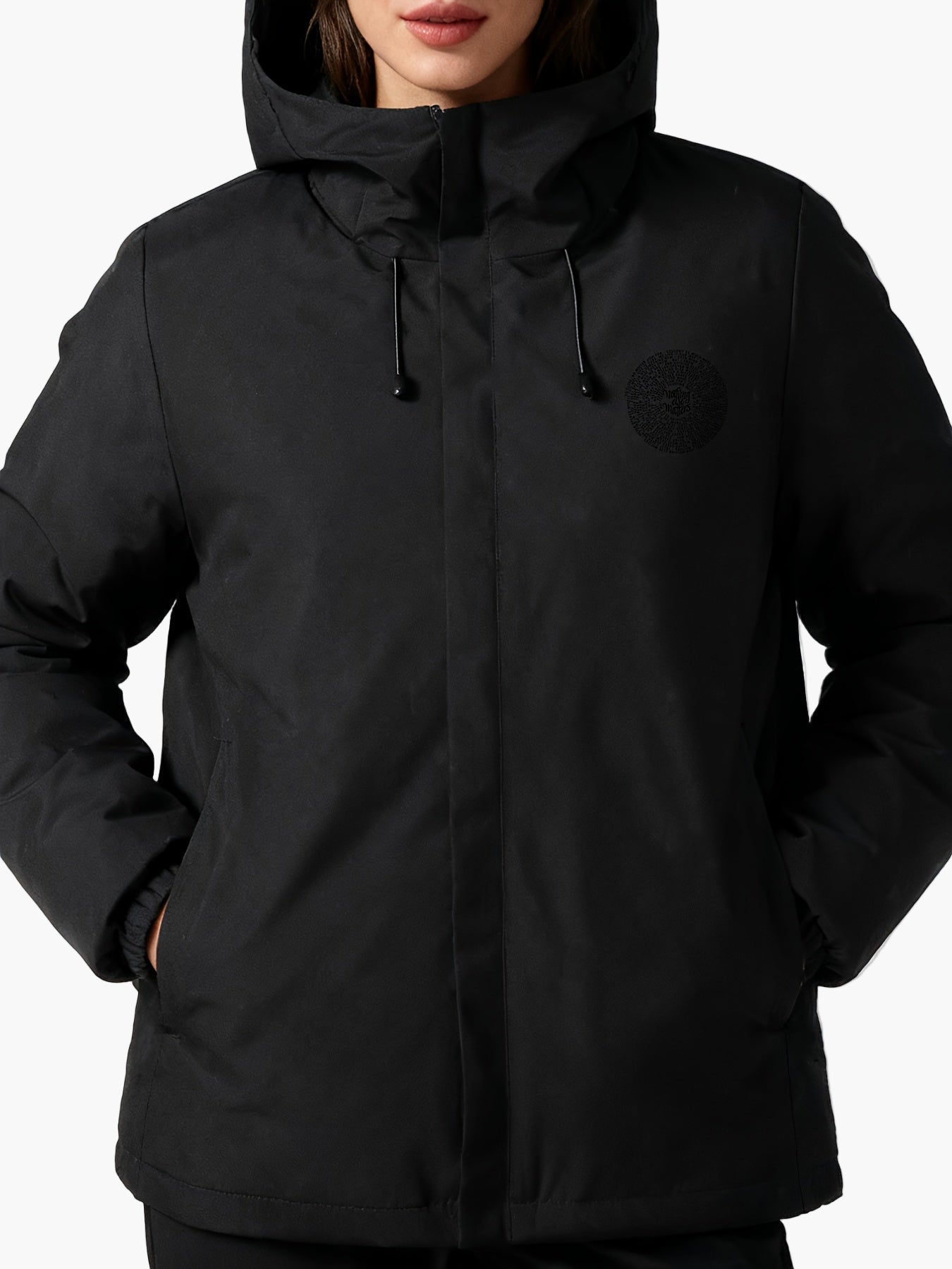 Damen Casual Winterjacke mit Kapuze und geometrischem Print – Stilvolle Alltagsjacke für kalte Tage