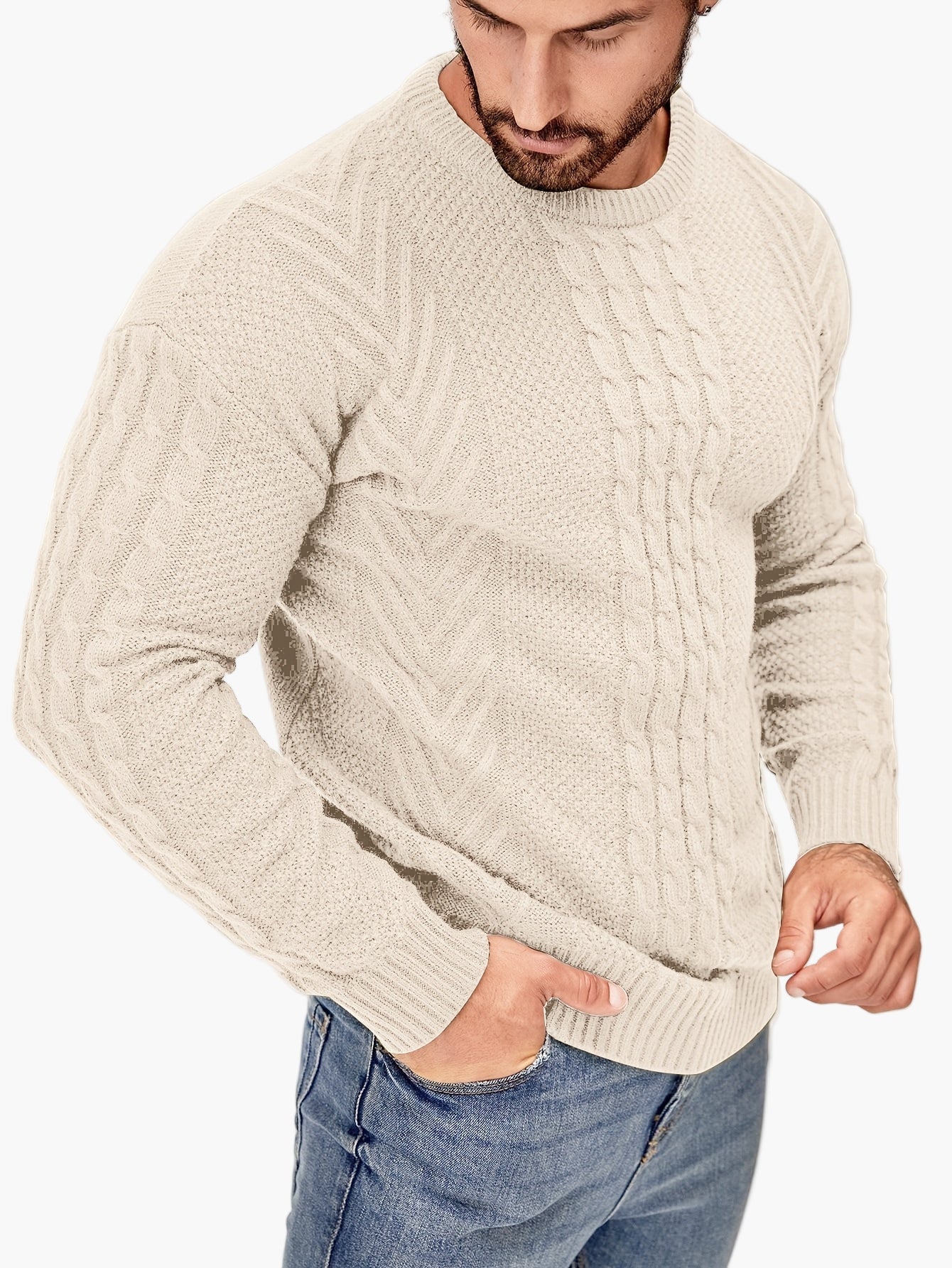 Men's knitted sweater in casual style – fashionable leisure sweater for autumn and winter