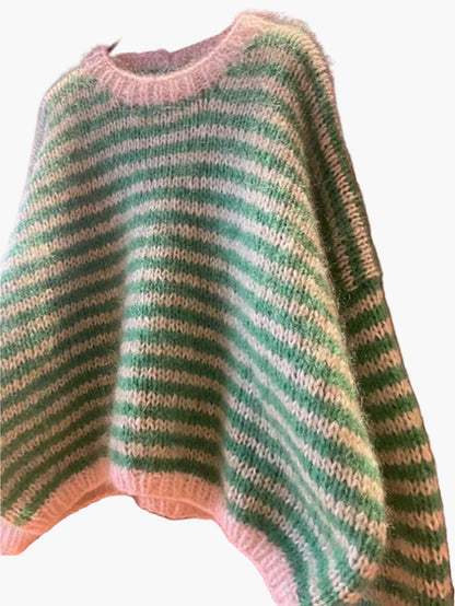 Damen Strickpullover mit Streifenmuster für Herbst und Winter, lässiger Style