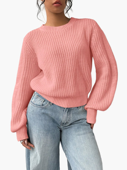 Damen Strickpullover mit Rundhalsausschnitt – Modischer Freizeit-Look für Alltag und Büro