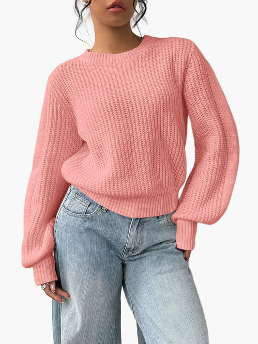 Damen Strickpullover mit Rundhalsausschnitt – Modischer Freizeit-Look für Alltag und Büro