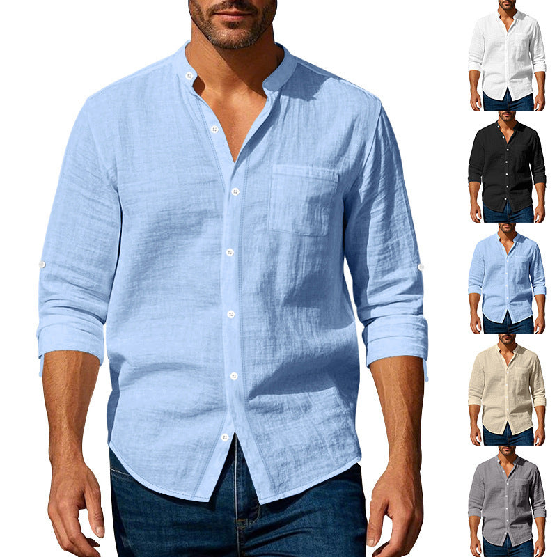 Mark – Langärmliges Casual-Hemd mit Stehkragen und Taschen für Herren