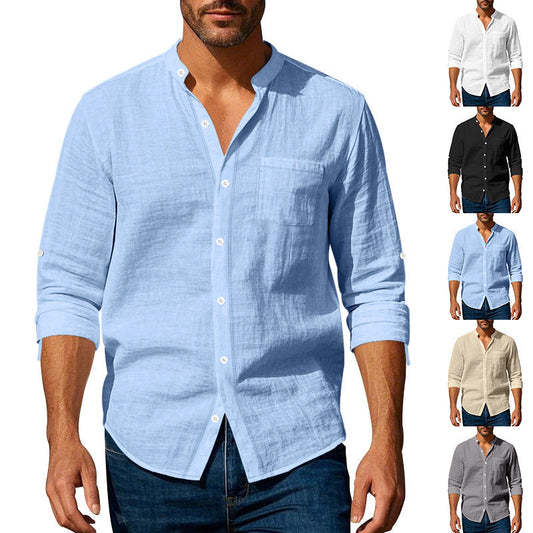Mark – Langärmliges Casual-Hemd mit Stehkragen und Taschen für Herren