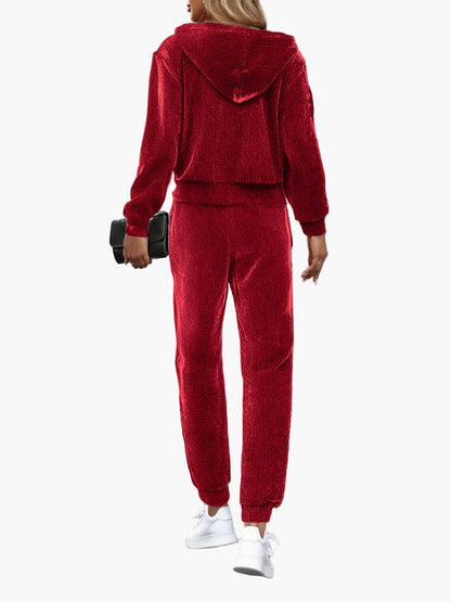 Women's casual tracksuit two-piece with hoodie and jogging pants – sporty & comfortable for everyday and fitness