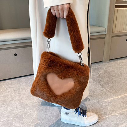 Tanya – Winter Plüsch Schultertasche für Damen