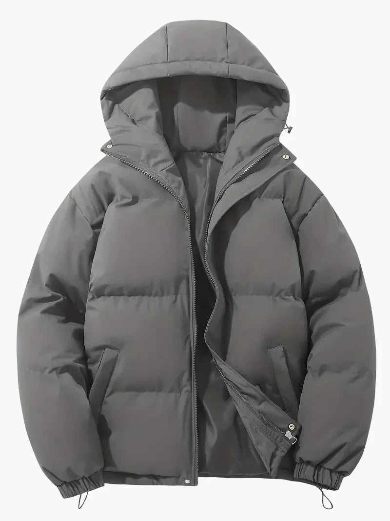Men's Winter Quilted Jacket with Hood – Classic Style for Cold Days
