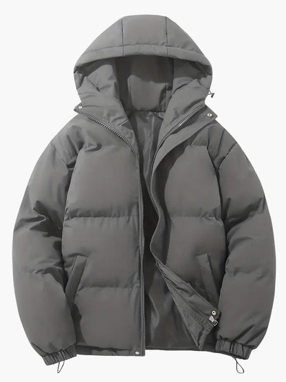Men's Winter Quilted Jacket with Hood – Classic Style for Cold Days