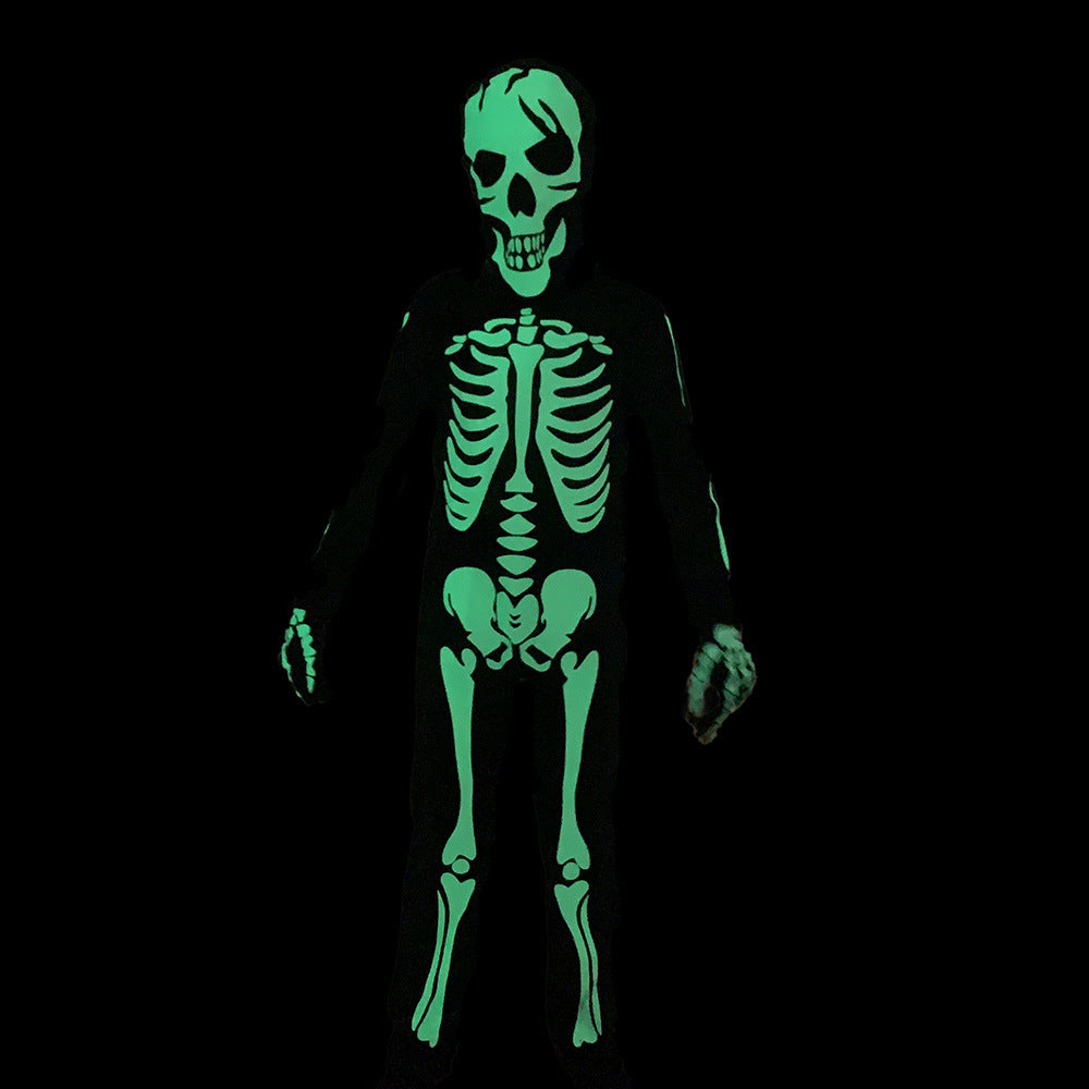 Halloween Children's Skeleton Costume – Glowing Full-Body Outfit for Spooky Fun and Party