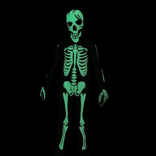 Halloween Children's Skeleton Costume – Glowing Full-Body Outfit for Spooky Fun and Party