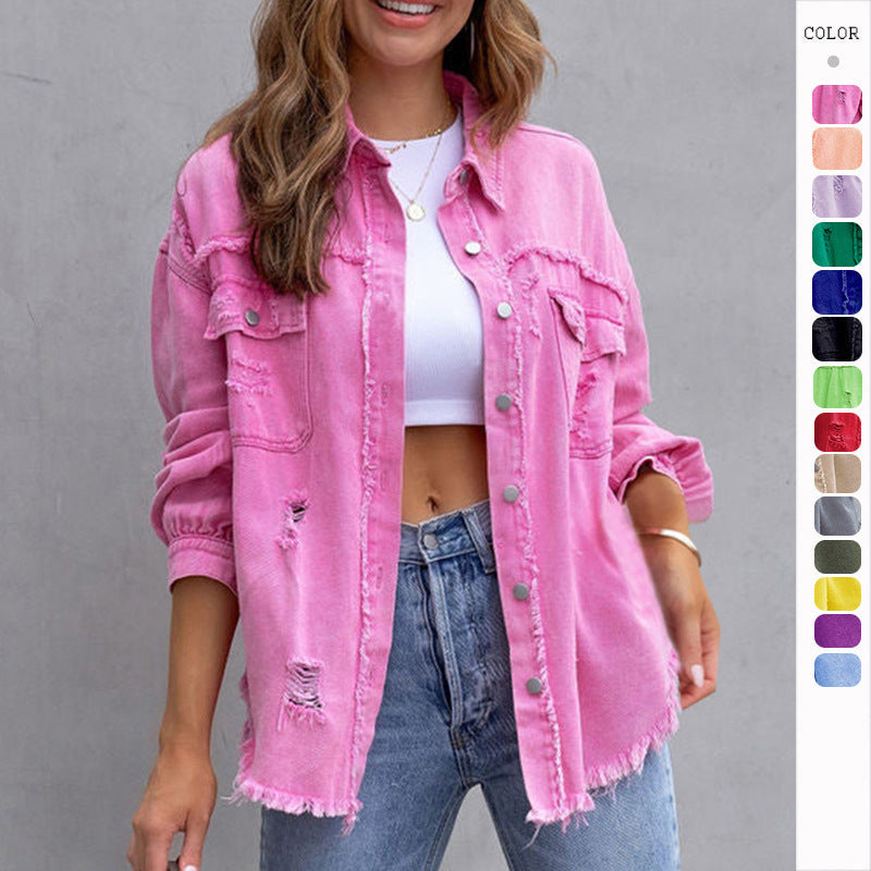 Wendy – Modisches Ripped Shirt-Jacke für Frauen im Herbst und Frühling