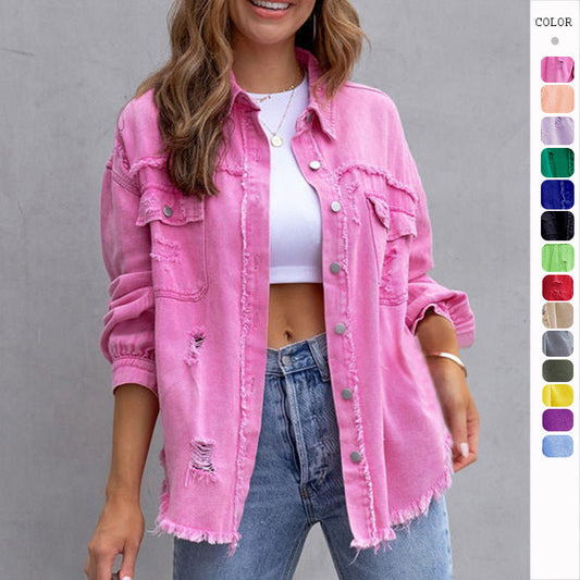 Wendy – Modisches Ripped Shirt-Jacke für Frauen im Herbst und Frühling