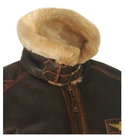 Men's Vintage Pilot Jacket with Fur Collar – Classic Winter Look for Style-Conscious Men