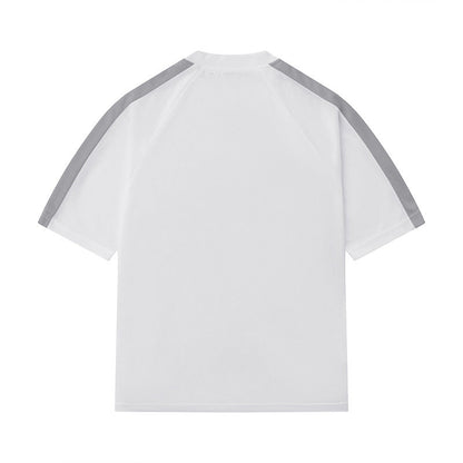 Herren Hip Hop Streetwear T-Shirt mit Letter Print und Kontraststreifen – Urban Style Kurzarmshirt