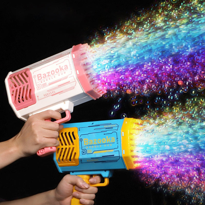 Kinder Bazooka Bubble Gun – Elektrische Seifenblasenpistole mit 69 Düsen, wiederaufladbar, für Jungen und Mädchen, Outdoor-Spielzeug
