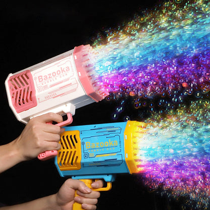 Kinder Bazooka Bubble Gun – Elektrische Seifenblasenpistole mit 69 Düsen, wiederaufladbar, für Jungen und Mädchen, Outdoor-Spielzeug