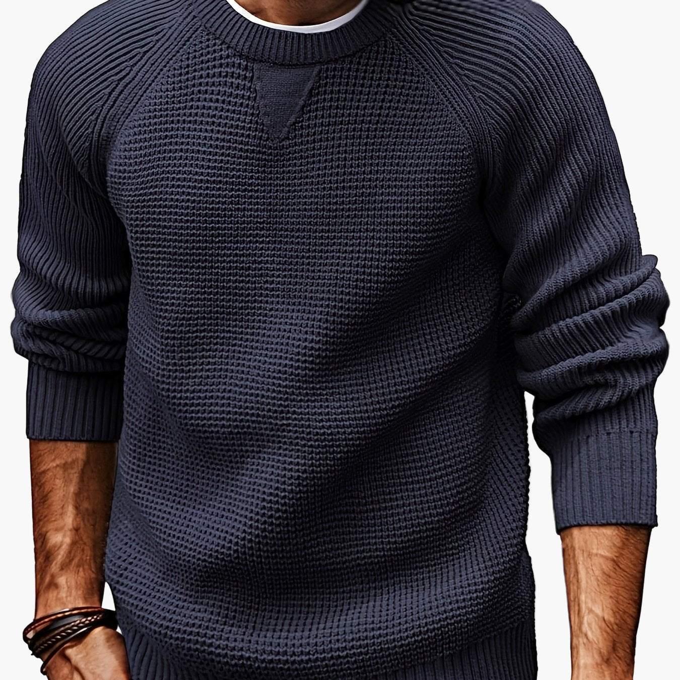 Men's knitted sweater vintage style – casual crew neck sweater for everyday and leisure