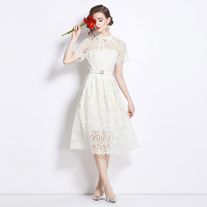 Damen Elegantes Spitzenkleid Midi Festlich Fit & Flare Cocktail Hochzeit