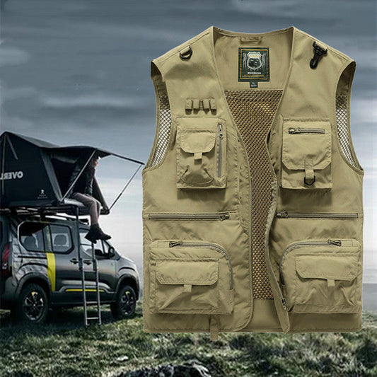 Men's Outdoor Vest with Many Pockets – Breathable Utility Vest for Camping, Fishing, Hiking & Adventure