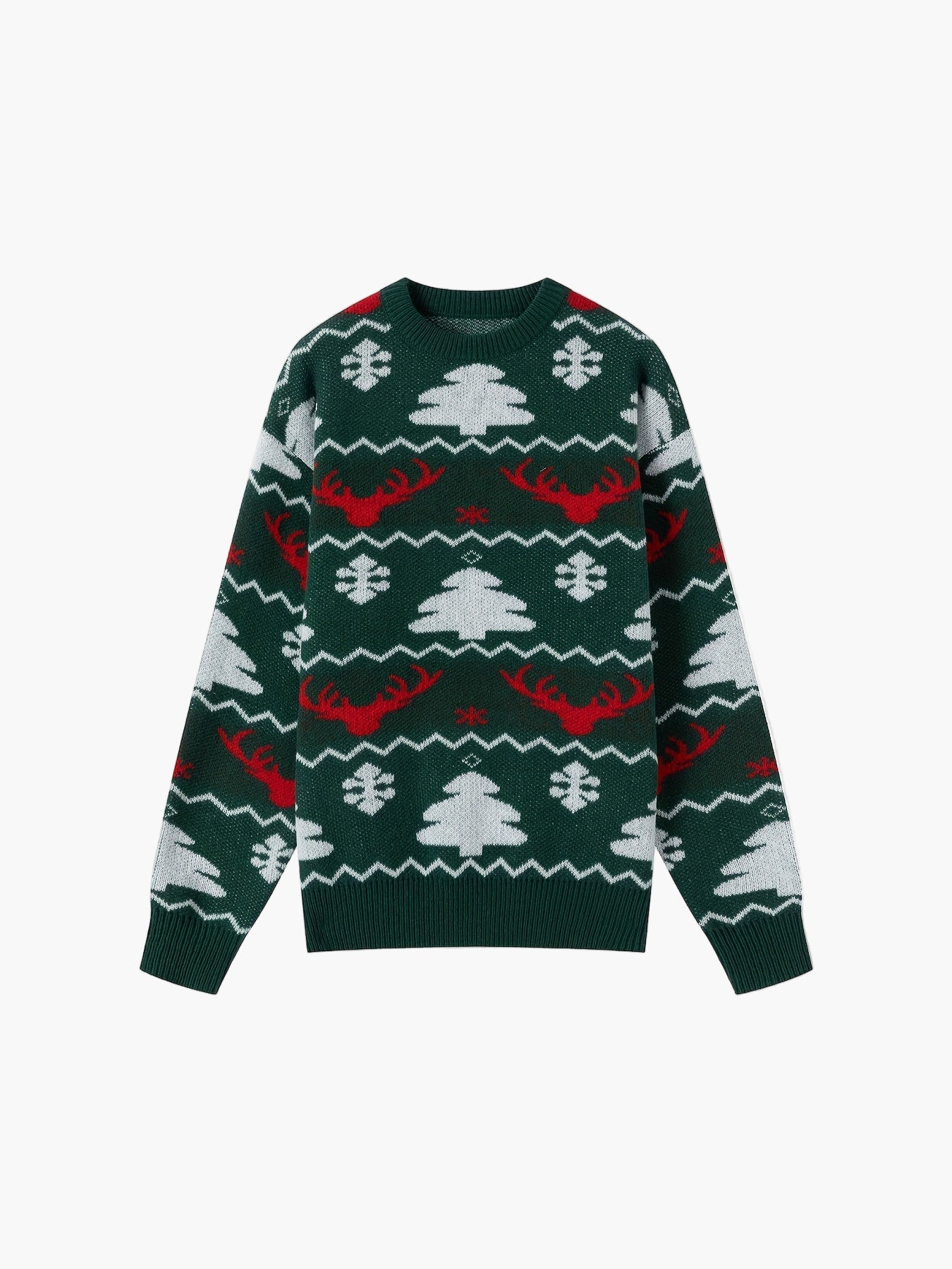 Men's Christmas Sweater with Reindeer and Christmas Tree Pattern – Perfect for Festive Occasions, Casual Party Style