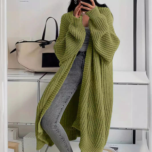Brenda – Strick langer Cardigan mit Taschen und modischen Lanternärmeln