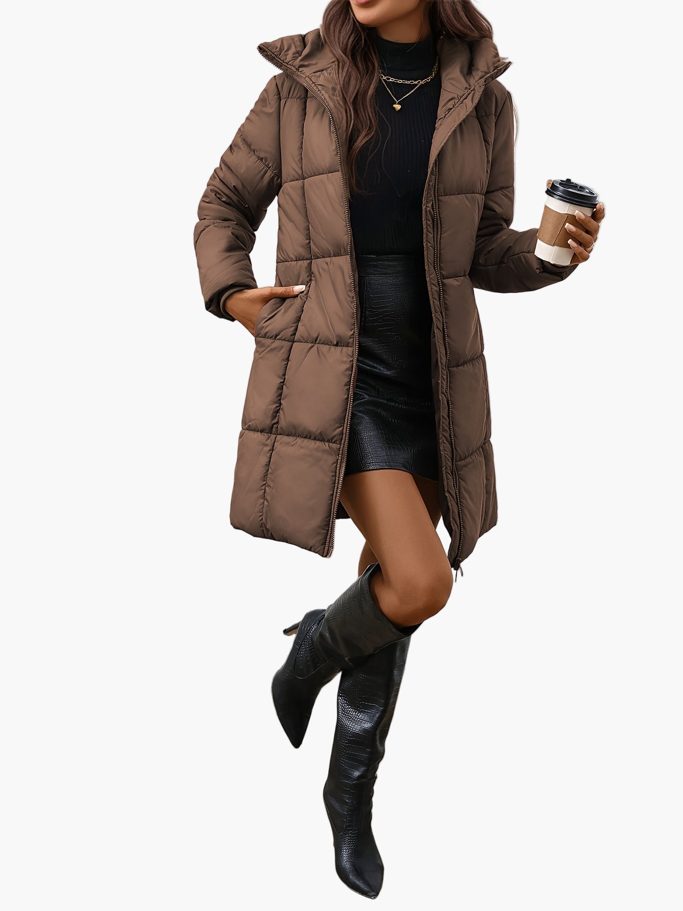 Damen Winter Steppmantel mit Kapuze und modischem Schnitt – Perfekt für Alltag und Freizeit