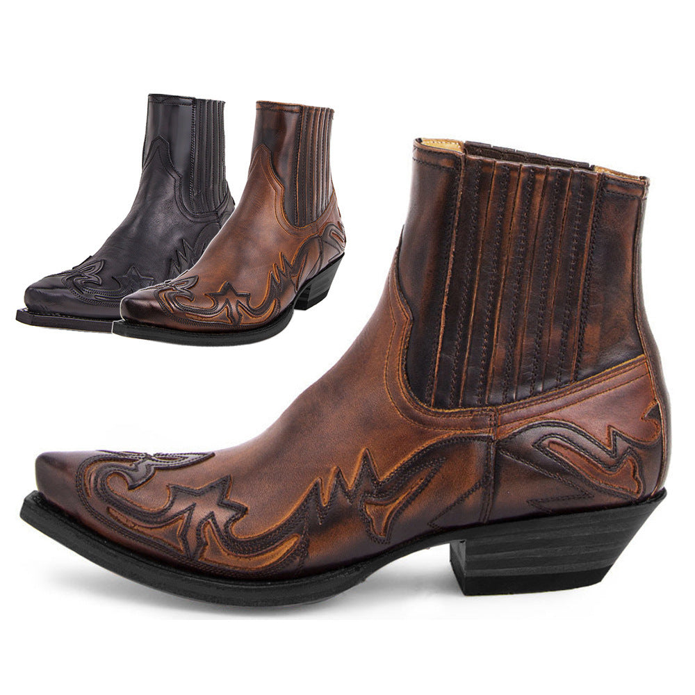 Reginald – Neutrale Martin Cowboy-Stiefel mit handgeriebener Farbe