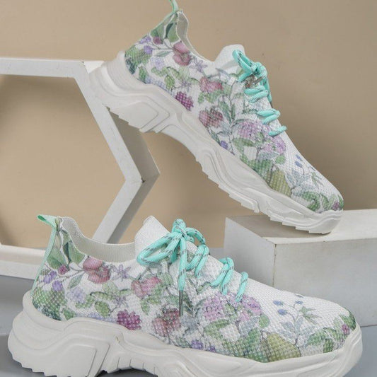 Barbara – Blumenfreizeitschuhe mit Flacher Sohle für Damen