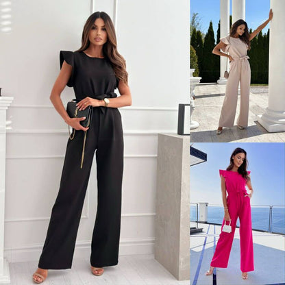Damen Eleganter Jumpsuit mit Weitem Bein und Modernem Schnitt – Perfekt für Büro und Events