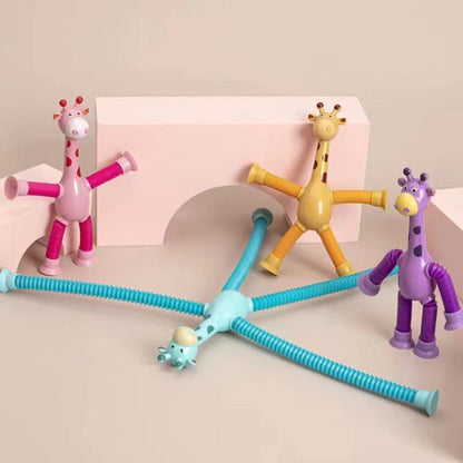 Kinder Cartoon Telescopic Giraffe Fidget Spielzeug mit Saugnapf – Stressabbau & Sensorischer Spaß