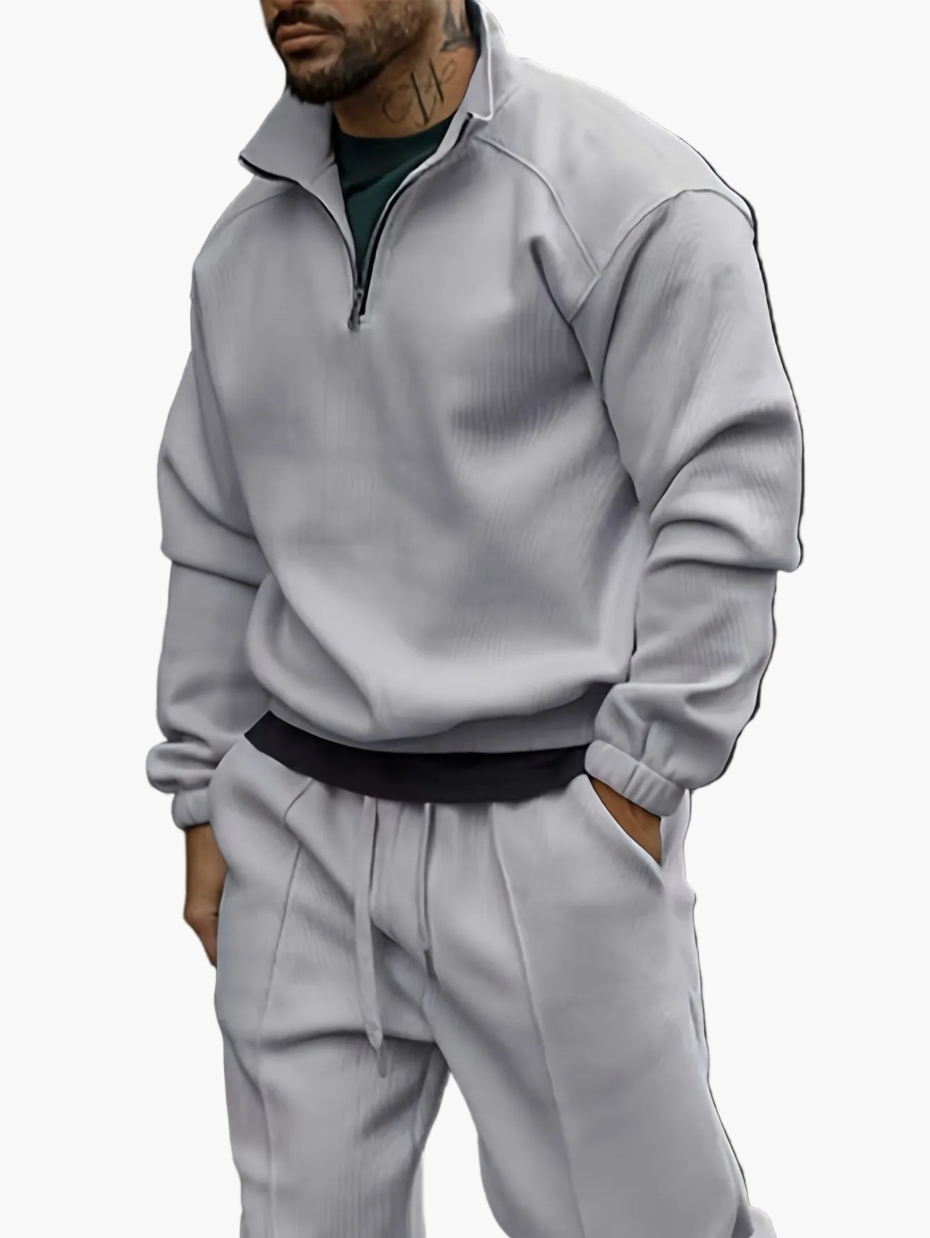 Herren Freizeit Trainingsanzug mit Reißverschluss – Lässiges Set für Alltag und Sport