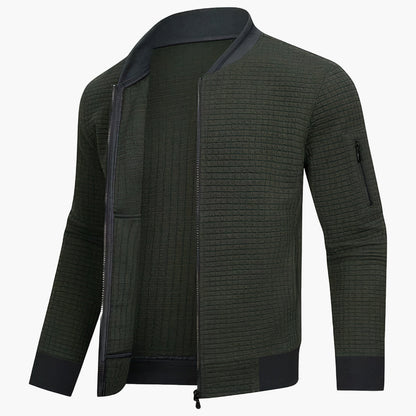 Men's bomber jacket modern urban casual jacket with check pattern and sleeve pocket