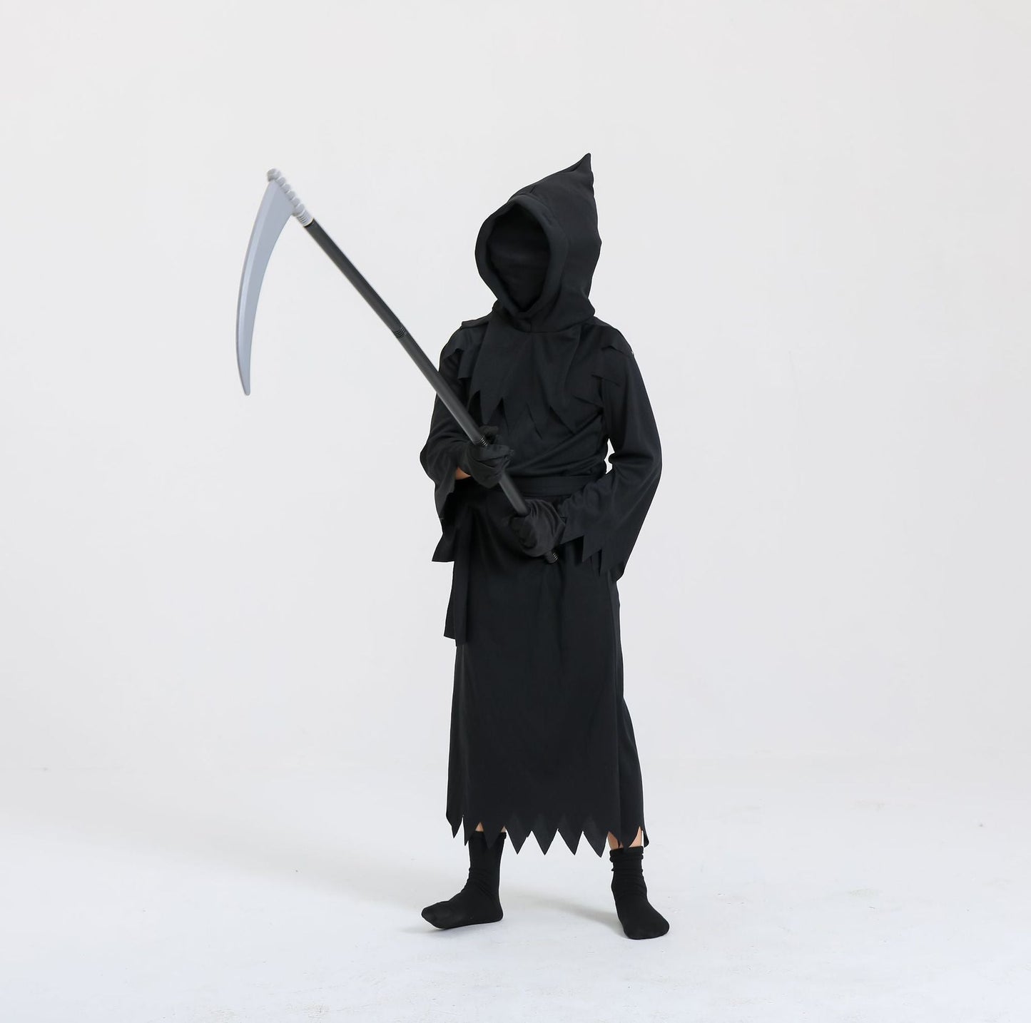 Halloween Children's Grim Reaper Costume with Scythe – Unisex Horror Outfit for Halloween Parties