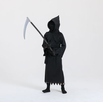 Halloween Children's Grim Reaper Costume with Scythe – Unisex Horror Outfit for Halloween Parties