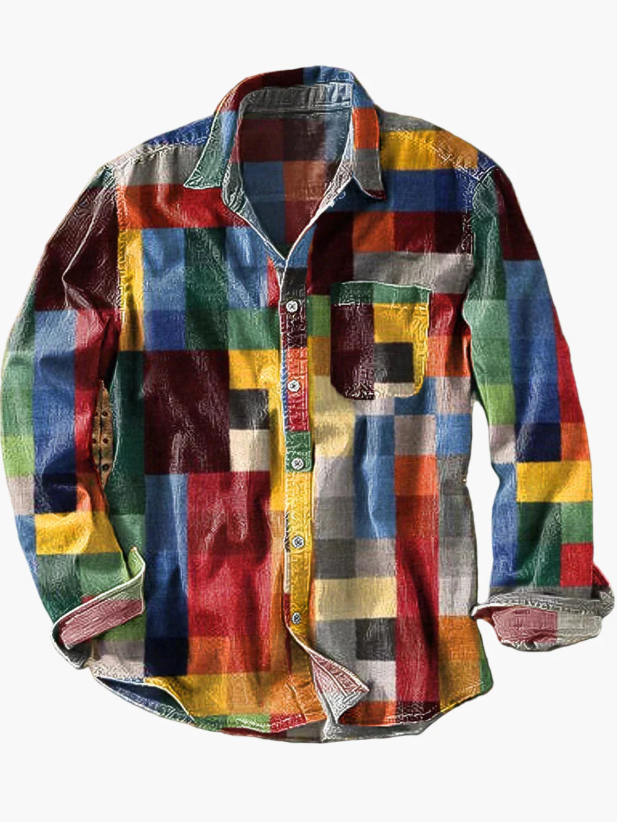 Unisex Vintage Kariertes Hemd im Retro-Stil – Modisches Freizeit- und Alltagshemd für Damen und Herren