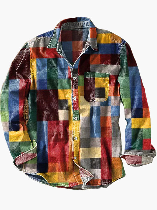 Unisex Vintage Kariertes Hemd im Retro-Stil – Modisches Freizeit- und Alltagshemd für Damen und Herren