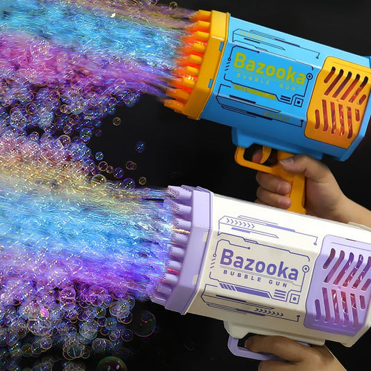 Kinder Bazooka Bubble Gun – Elektrische Seifenblasenpistole mit 69 Düsen, wiederaufladbar, für Jungen und Mädchen, Outdoor-Spielzeug
