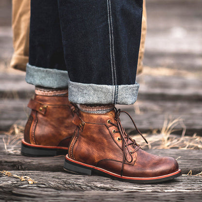 Aidan – Retro Herrenstiefel mit Schnürung und niedrigem Absatz