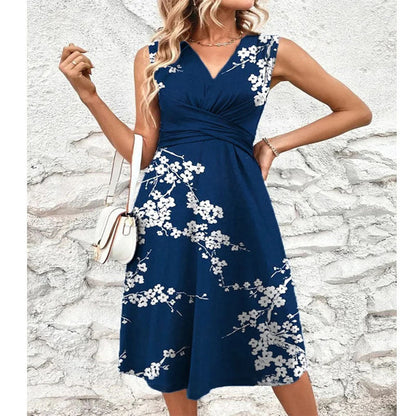 Juliet – Printed Cross V-Neck Sleeveless Women's Dress