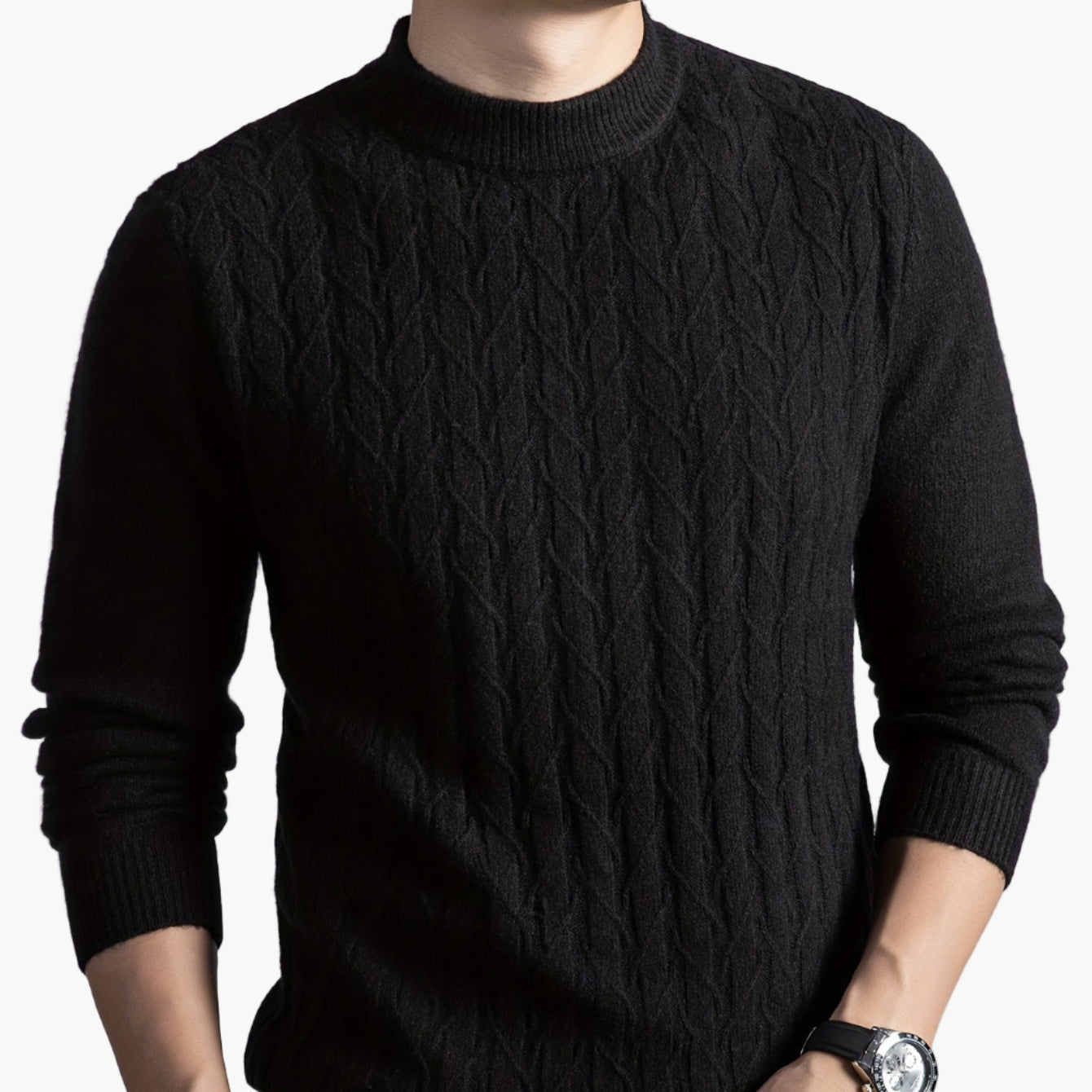 Herren Pullover mit Zopfmuster – Modernes, lässiges Strickdesign für Alltag und Büro