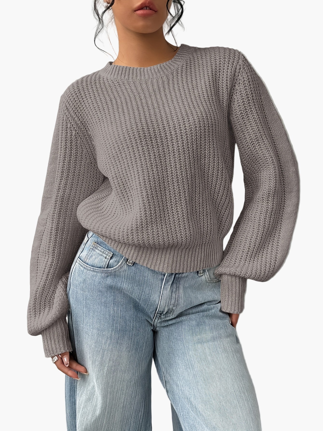 Damen Strickpullover mit Rundhalsausschnitt – Modischer Freizeit-Look für Alltag und Büro