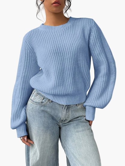 Damen Strickpullover mit Rundhalsausschnitt – Modischer Freizeit-Look für Alltag und Büro