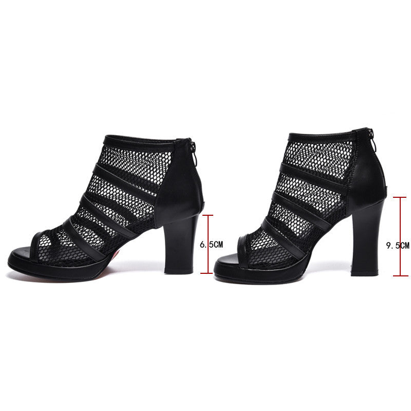 Phoebe – Damen Mesh High Heels mit Dicken Absätzen